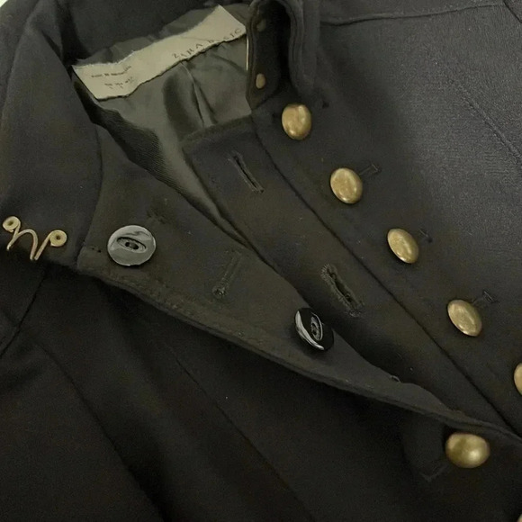 Zara Military Style High Collar Peacoat Black - Picture 10 of 11